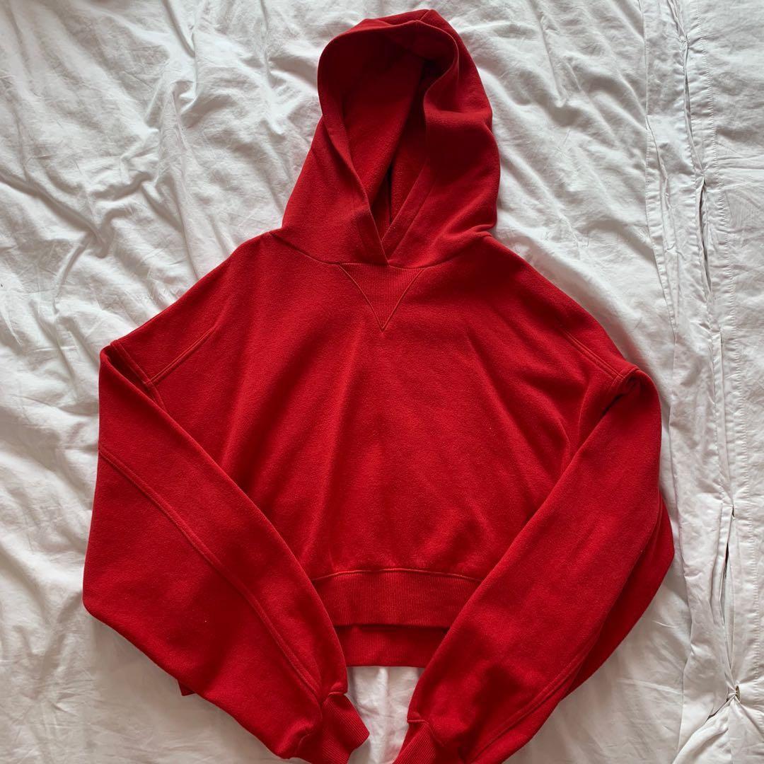 Red cropped cheap hoodie h&m