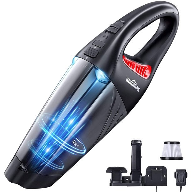 Mini Powerful Compact Lightweight Hand Vacuum Cleaner with 2600 mAh Lithium Battery Rechargeable Small Wet Dry Hand Vac for Pet Hair Dust Cleaning NOVETE Handheld Vacuums Cordless Car