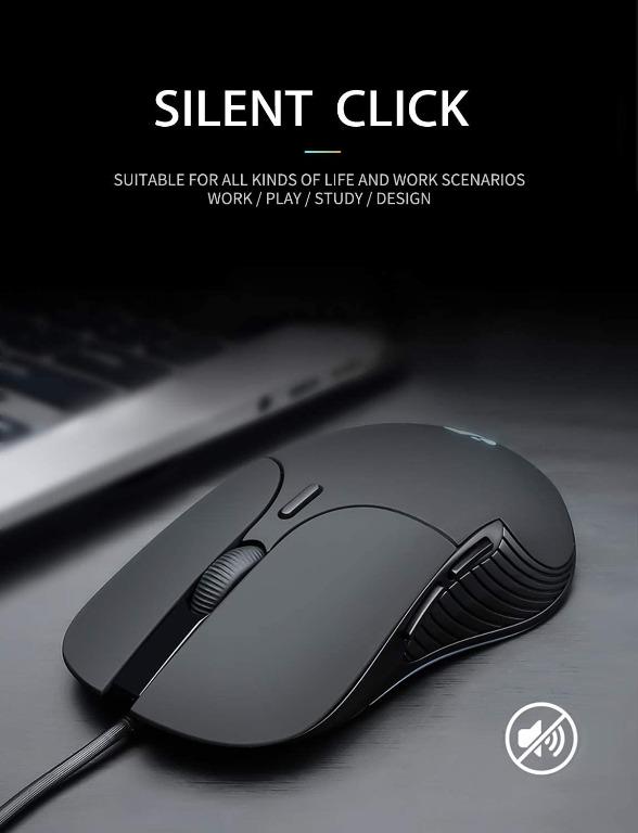 INPHIC PB1 Wired Gaming Mouse [4800 DPI] [RGB Breathing Light] [Silent ...