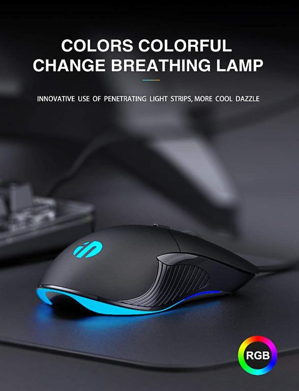 INPHIC PB1 Wired Gaming Mouse [4800 DPI] [RGB Breathing Light] [Silent ...