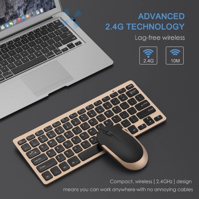Jelly Comb 2.4G Wireless Keyboard Mouse Combo Set Ultra Slim Portable