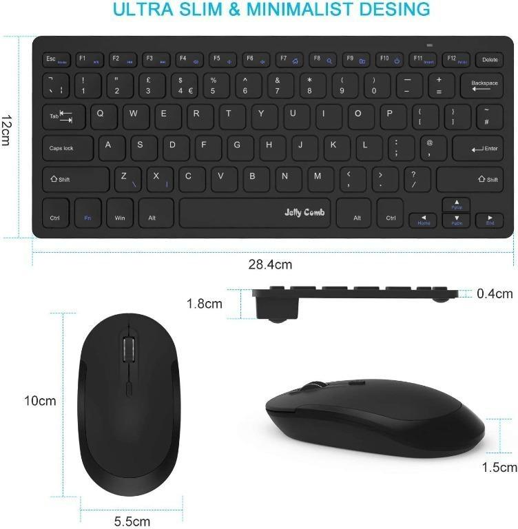 Jelly Comb Ultra Slim Keyboard and Mouse Combo, 2.4G Wireless Keyboard and Wireless Mice with