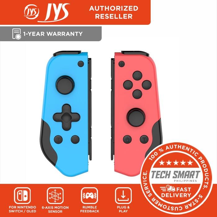 JYS NS-202 Wireless Joy-con , Left and Right Controllers Compatible with Nintendo Switch as a Joy Con Controller Replacement for Nintendo Switch / Switch OLED (Category: Controllers) located in Manila. Submitted by techsmartph (Listing ID 1127556451, Image 1). Description: * 6-axis somatosensory: Give you an immersive game experience * Vibration function: dual rumble make you feel more immersed in the game * Share fun with your friends * Plug and