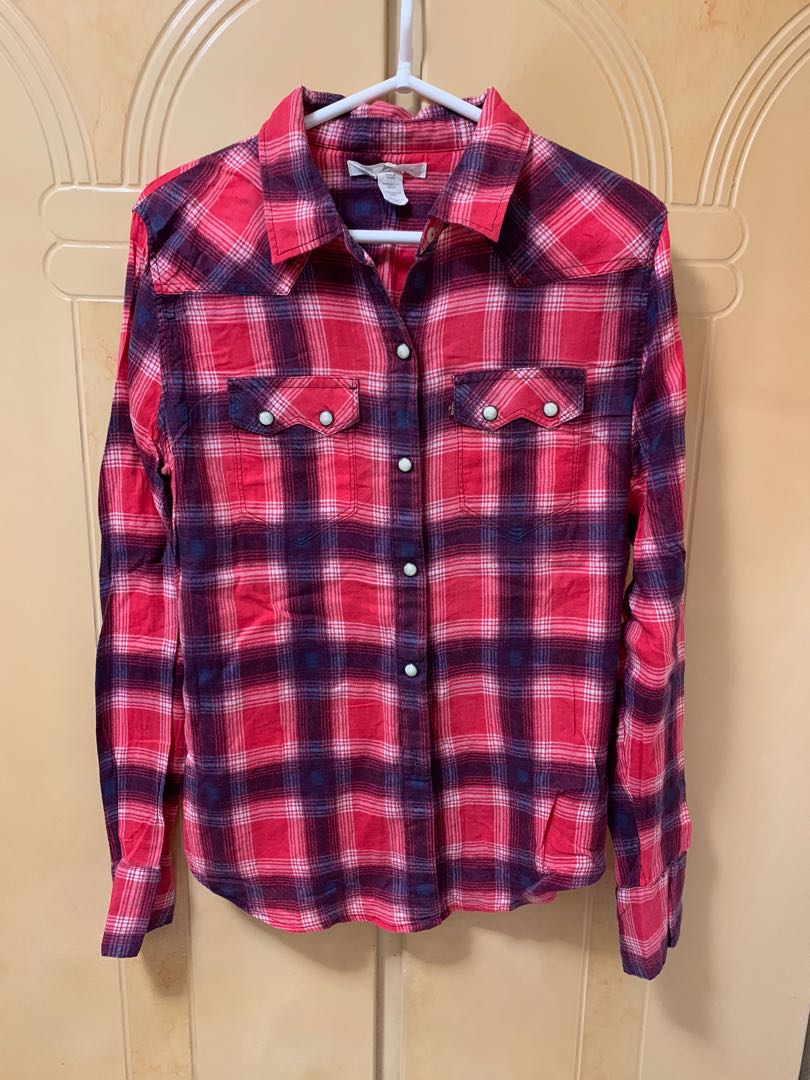 LEVI'S women plaid blouse 格仔恤衫, 女 