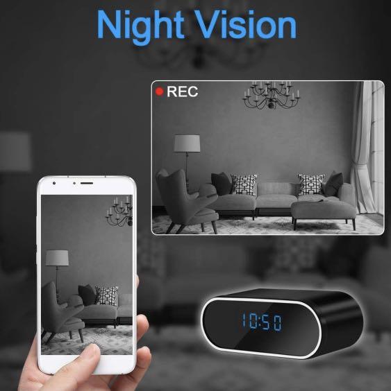 LXMIMI Spy Camera Clock, 1080P HD WiFi Hidden Camera, Night Vision Spy