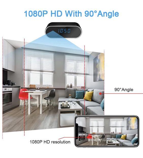 LXMIMI Spy Camera Clock, 1080P HD WiFi Hidden Camera, Night Vision Spy