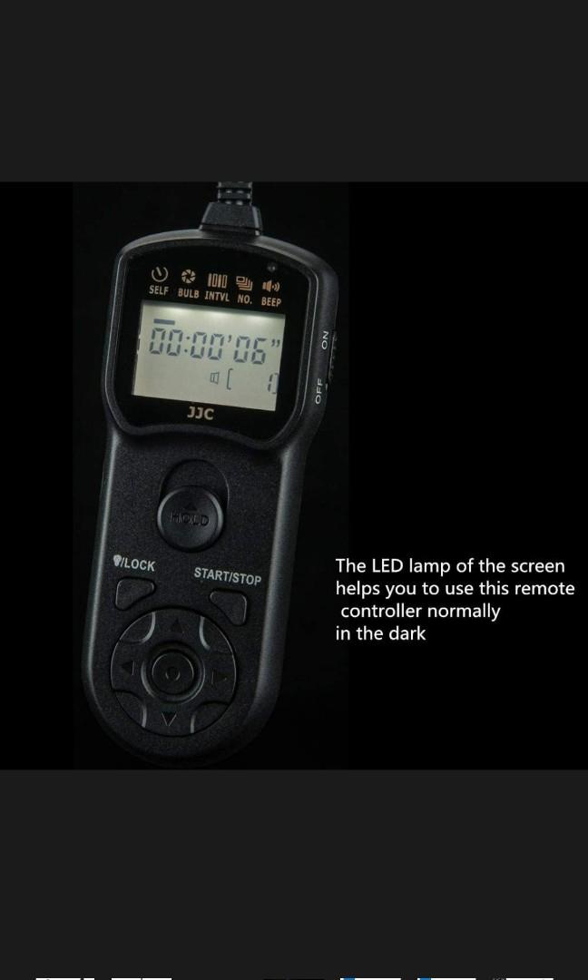 Multi Function Timer remote (Category: Other Photography Accessories) located in Singapore. Submitted by uniqoo (Listing ID 1127694259, Image 3). Description: Brand New with box, box 6/10 From JJC Multi-Function Timer remote no idea compatible with which brand cash and carry Features & details Self-interval timer Bulk mode Long-exposure timer Exposure-count setting feature Cable length: about 3.0 ft / 90cm. Package includes clip holder x1..