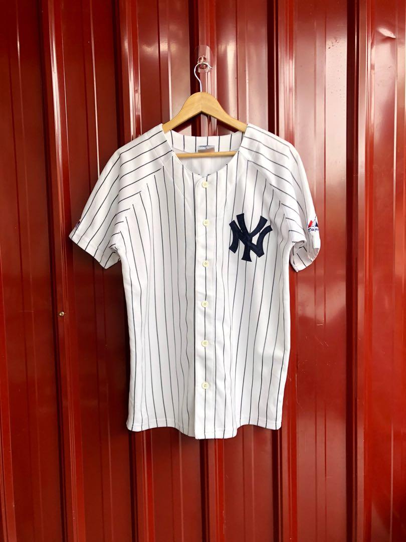 Mlb New York Yankees #40 Wang Pinstripe Button Up Baseball Jersey