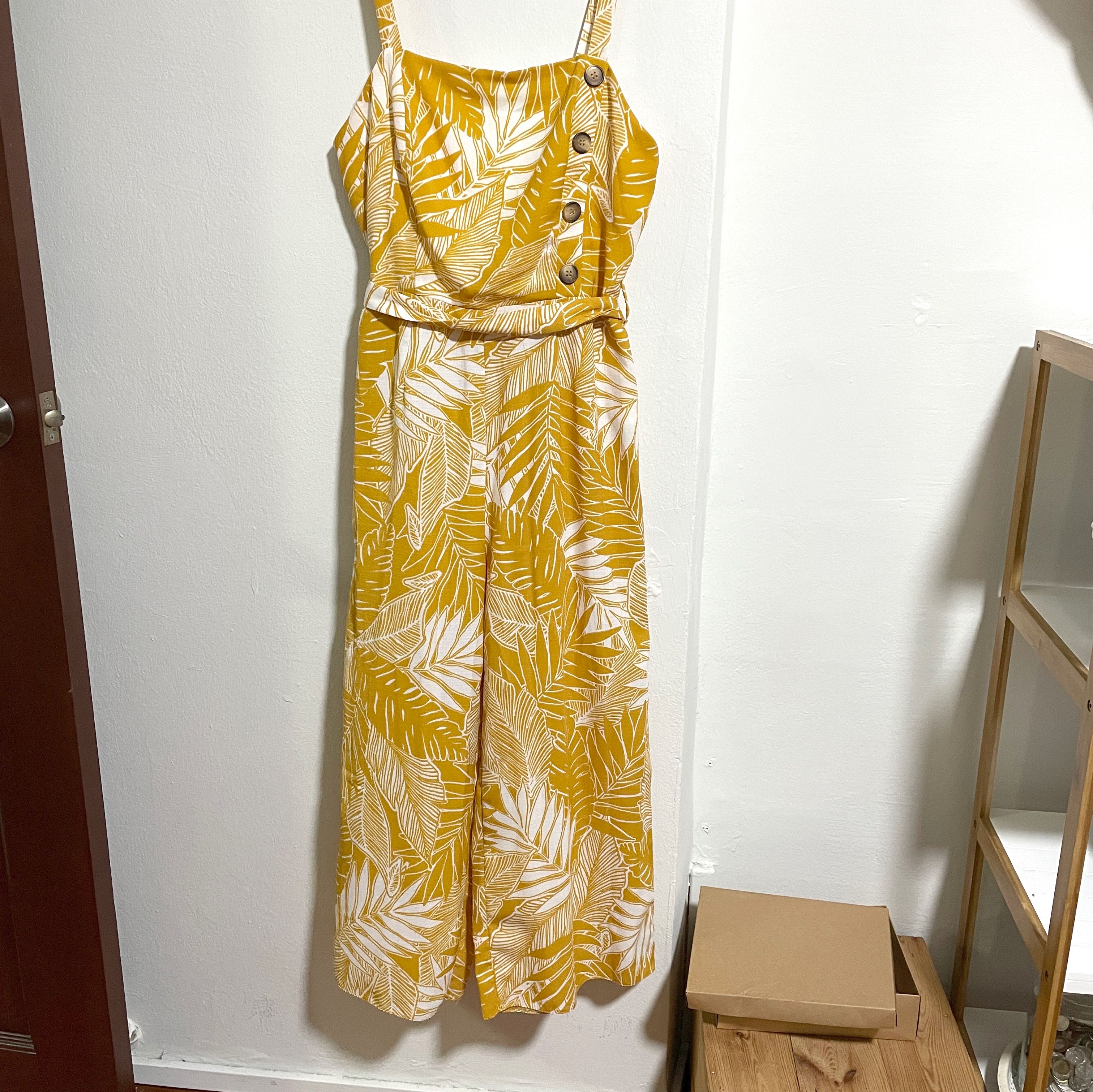 Primark Yellow Floral Printed Jumpsuit Women s Fashion Dresses