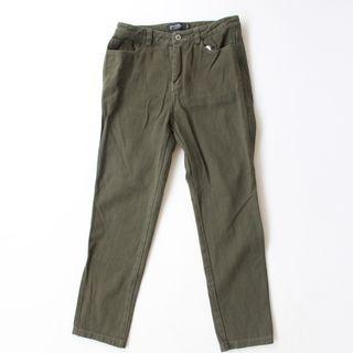 Queenshop 墨綠牛仔長褲