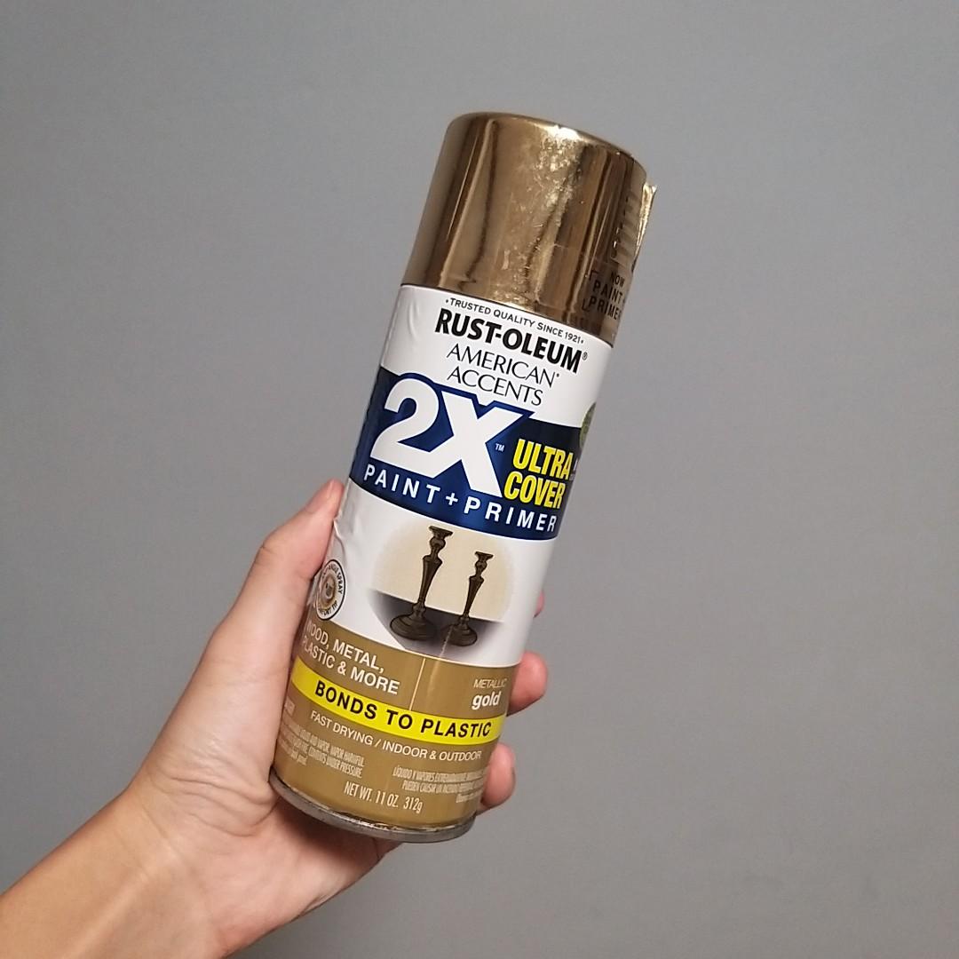 Gold, Rust-Oleum American Accents 2X Ultra Cover Metallic Spray Paint- 12  oz 