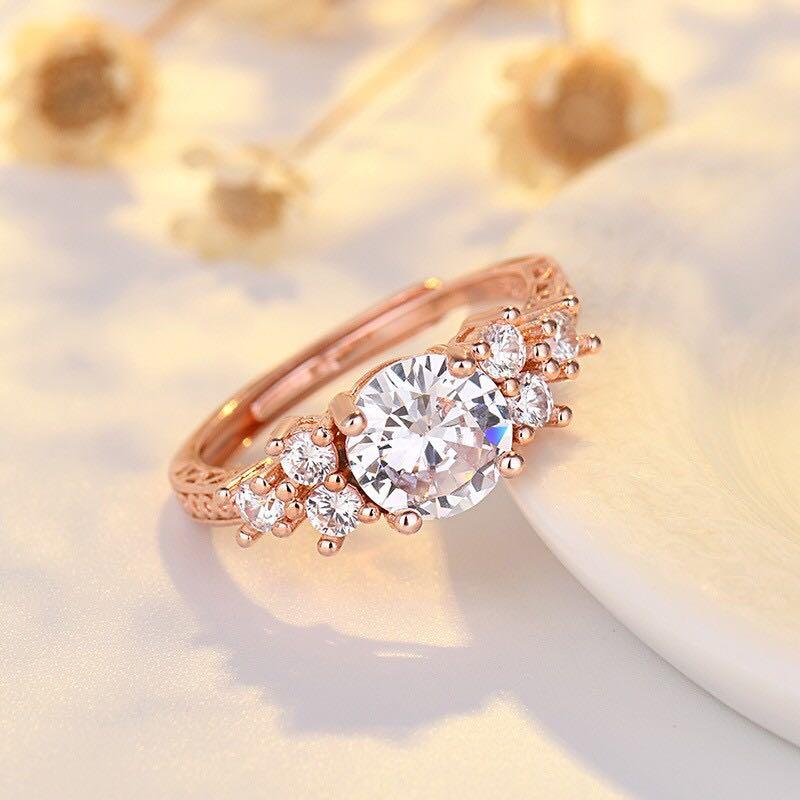 S925 Silver Rose Gold Woman Women Perempuan Premium Luxury Ring Cincin