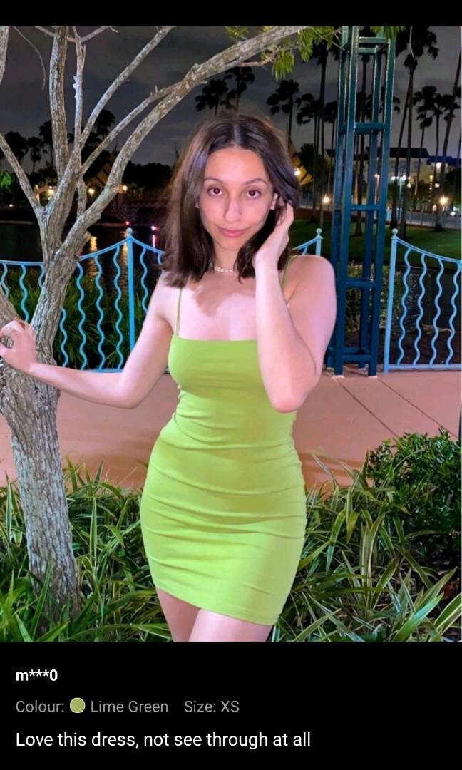 SHEIN Lime Green Strappy Ribbed Cami Bodycon Dress, Women's Fashion, Dresses  & Sets, Jumpsuits on Carousell