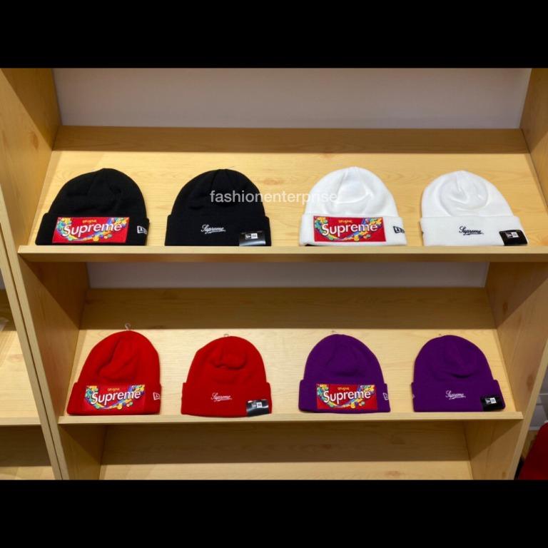 Supreme x Skittles FW21 New Era Beanie, Men's Fashion, Watches &  Accessories, Cap & Hats on Carousell