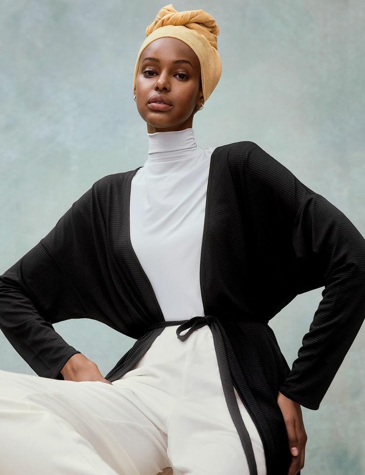 TerlebihBeli Dark Grey Uniqlo Hana Tajima kimono long sleeves