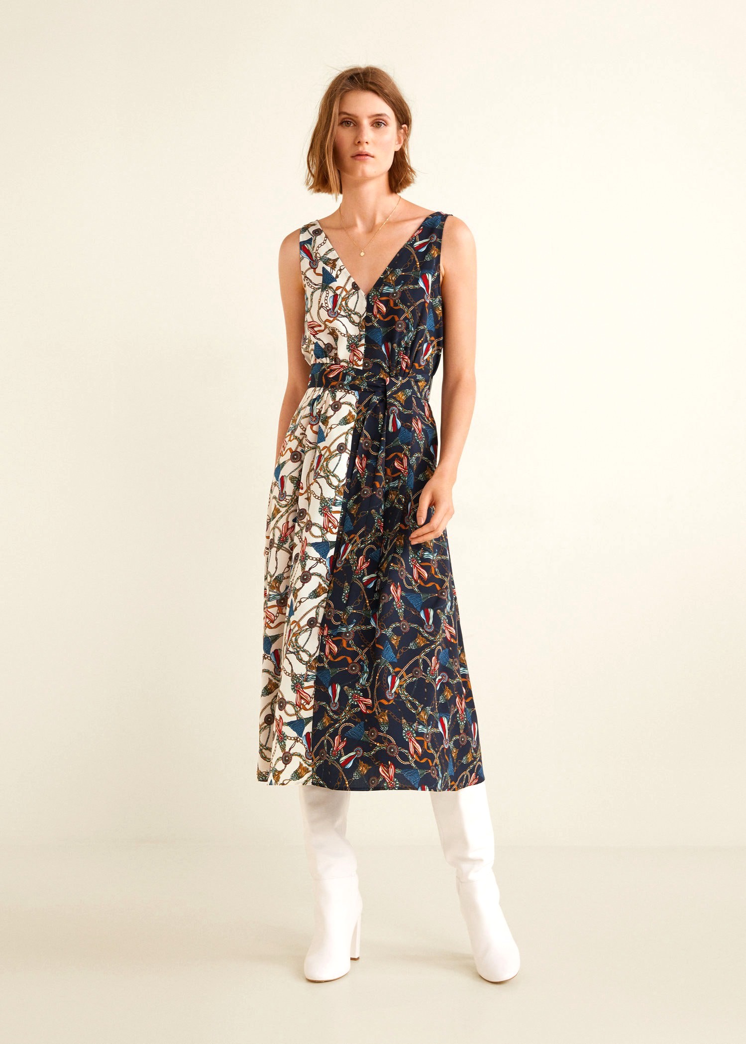 Mango Scarf Print Midi Dress JualSaja