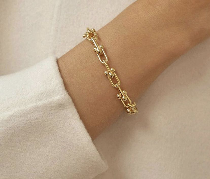 Gold thick clearance chain bracelet