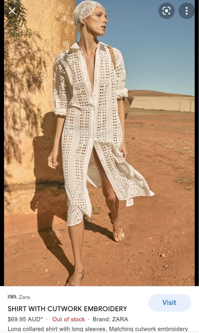Zara embroidered 2025 shirt dress