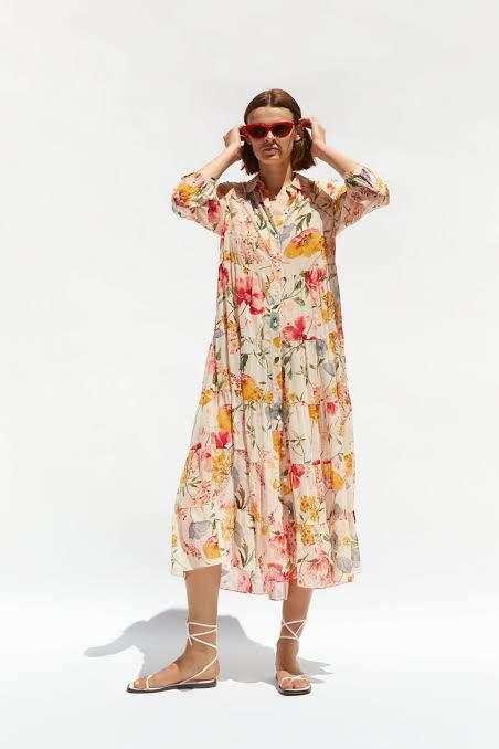 Zara floral maxi dress, Fesyen Wanita, Pakaian Wanita, Gaun u0026 Rok di  Carousell