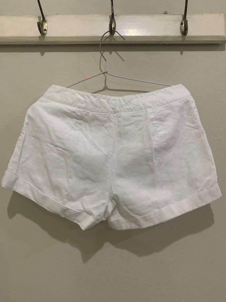 white patterned shorts