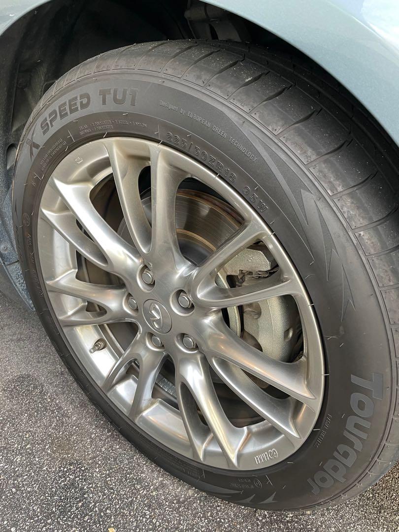 18” original Infiniti Q50 enkei rim with Tyre, Car Accessories, Tyres