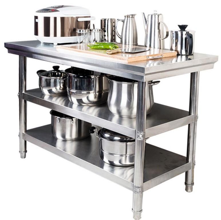 3 TIERS / 3 LAYERS STAINLESS STEEL KITCHEN WORKING TABLE WORKBENCH ...