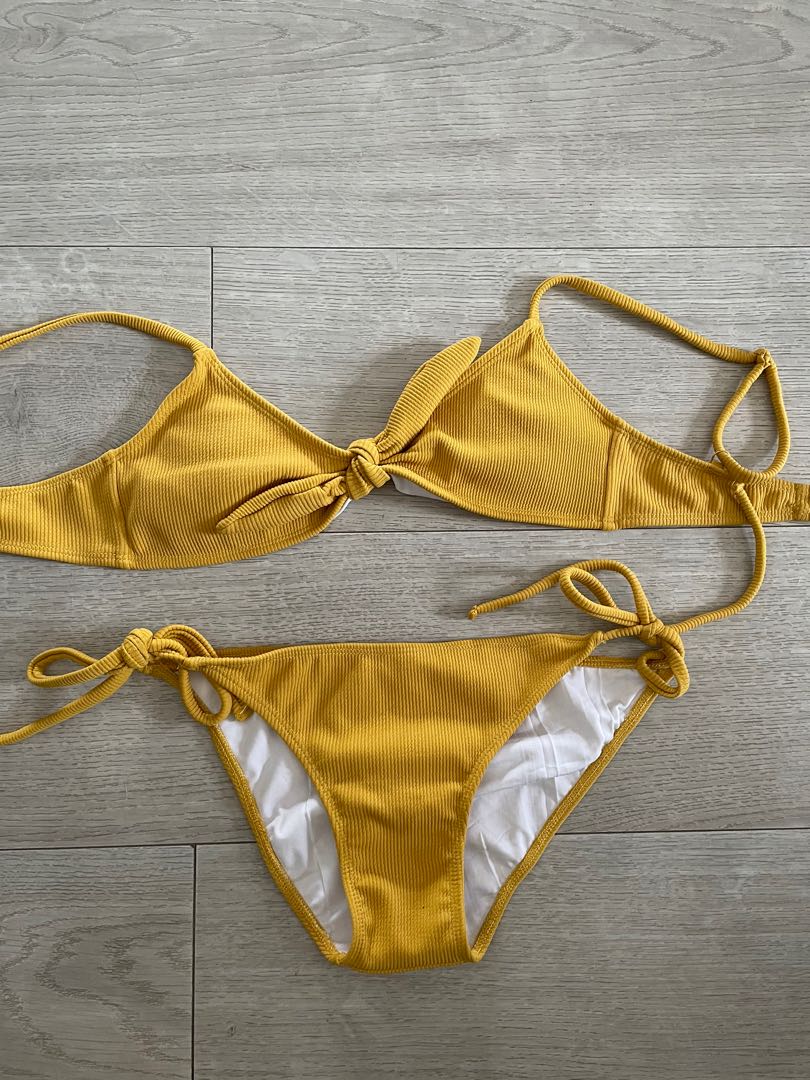 Alba Manila Yellow Bikini (Knot Top + string bikini), Women's Fashion