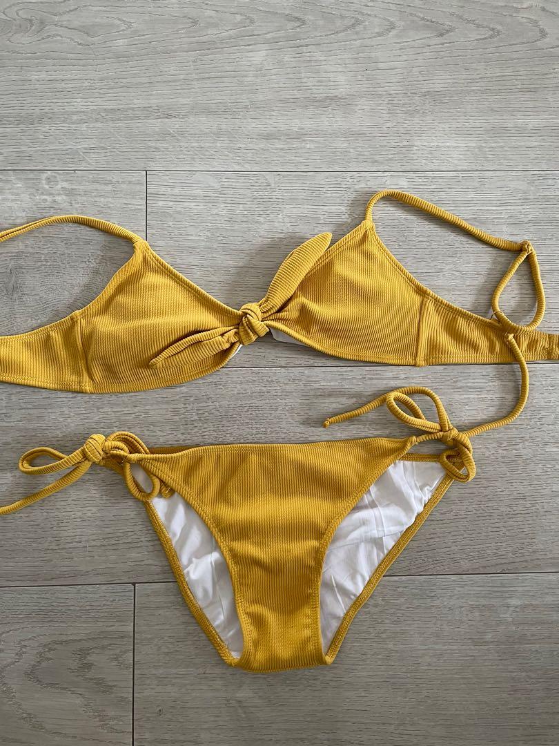 Alba Manila Yellow Bikini (Knot Top + string bikini), Women's Fashion, Swimwear, Bikinis