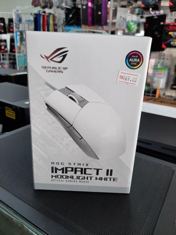 Asus Rog Strix Impact Ii Moonlight White Gaming Mouse Computers Tech Parts Accessories Computer Parts On Carousell