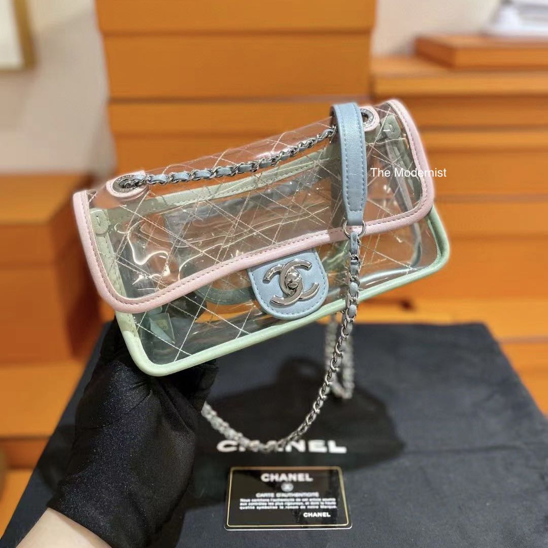 Authentic Chanel Medium Coco Splash PVC Flap Bag SS2018