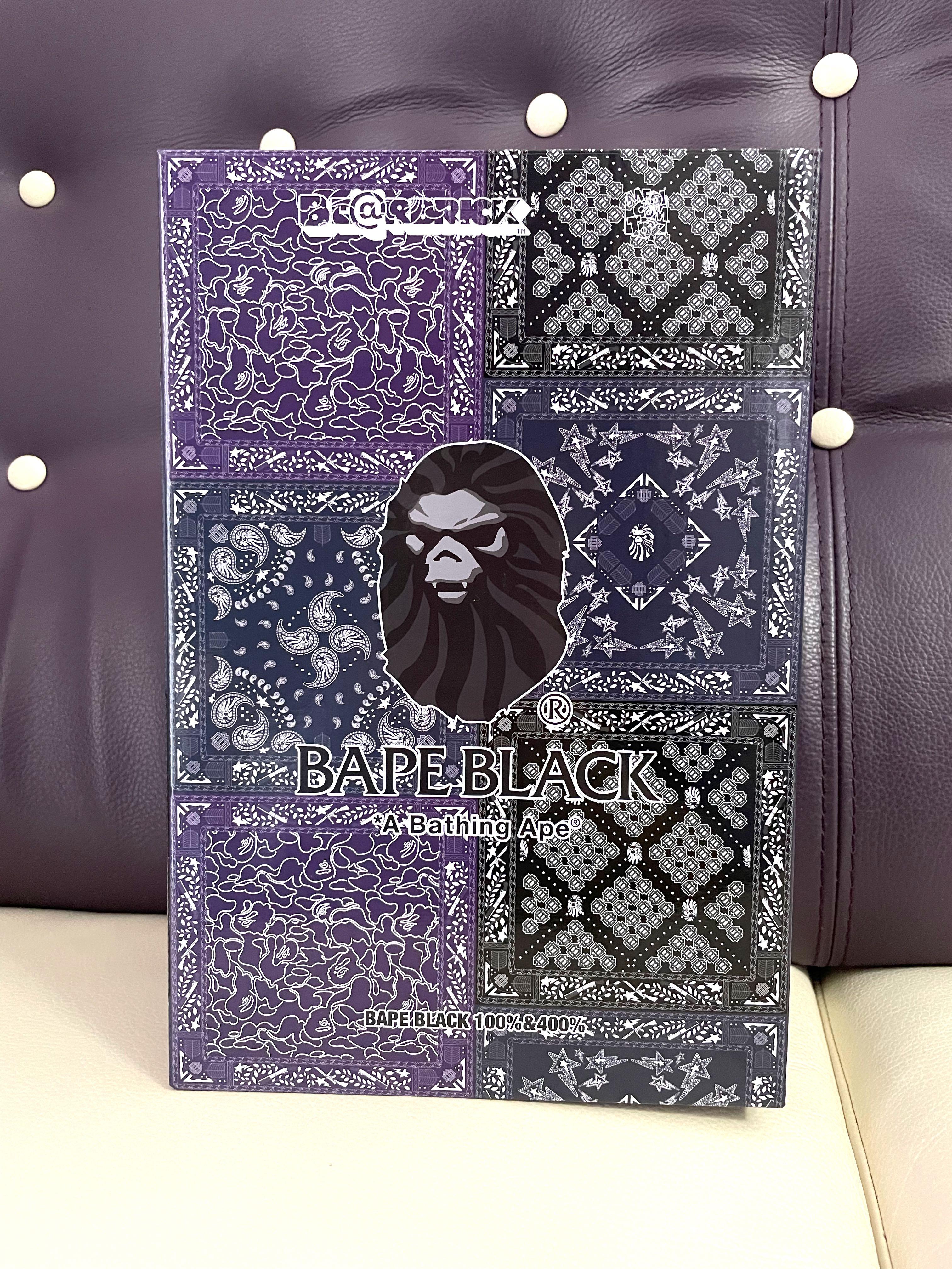 Bearbrick Bape Black 400% +100% bandana bathing ape, 興趣及遊戲