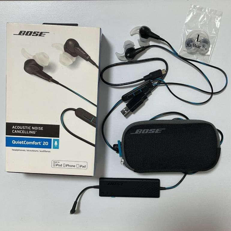 Bose QuietComfort 20 Acoustic Noise Cancelling Headphones for Apple Devices Black Audio Earphones on Carousell