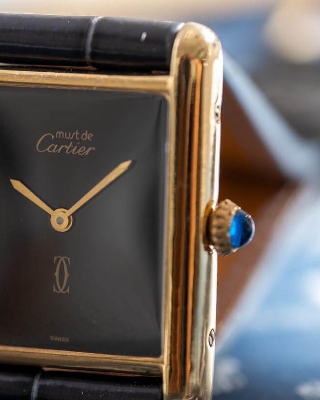Cartier Tank Must de Onyx dial ref. 6, Luxury, Watches on Carousell
