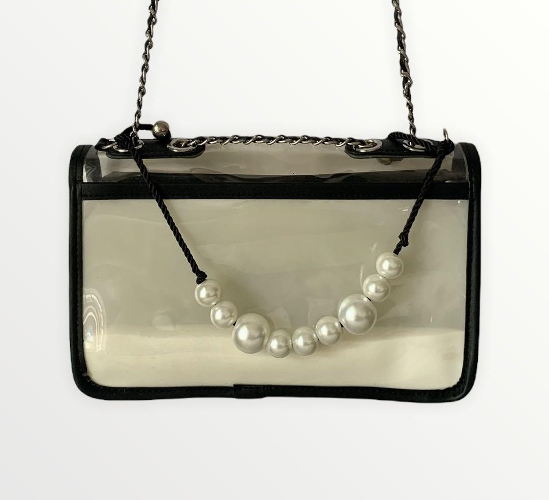 Chanel clear discount bag with sand