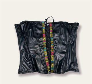 Costume corset black leather