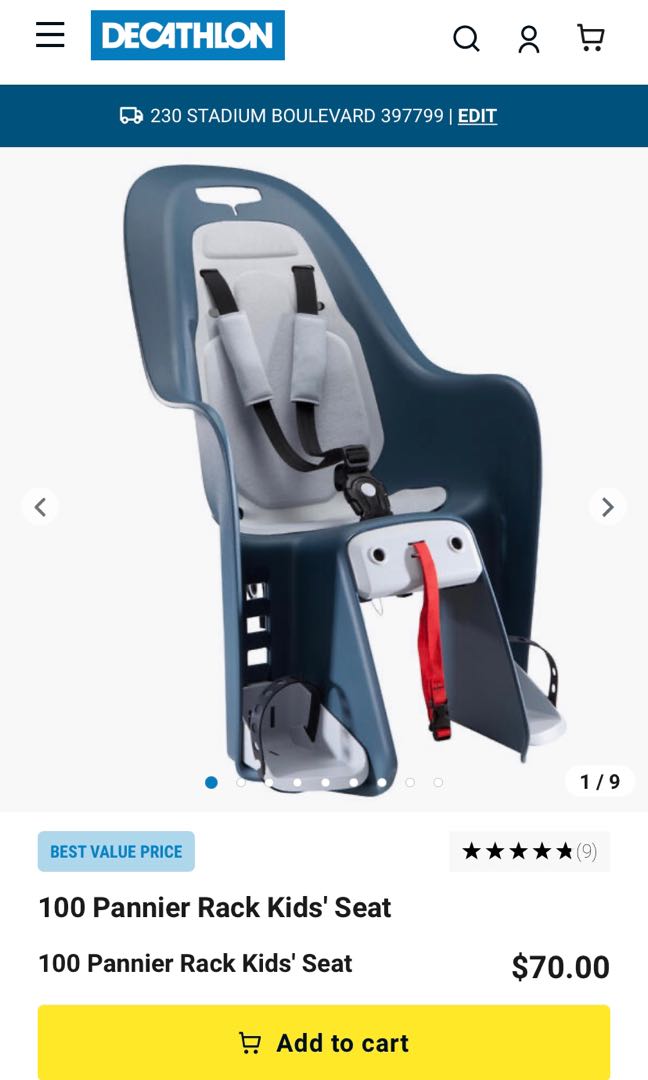 Decathlon 100 Pannier Rack Bicycle Child Seat, Sports Equipment