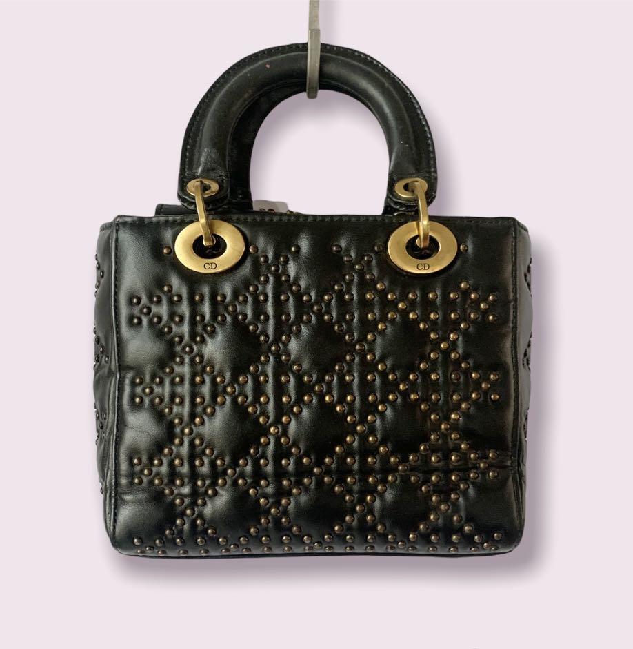 Lady dior black store studded