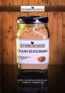 EJs Herbs and Spices CAJUN SEASONING 120g in Large Square Glass Jar