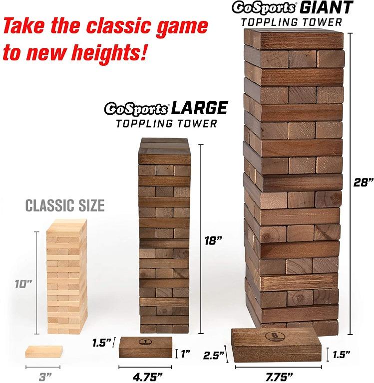 GoSports Large Toppling Tower with Bonus Rules Starts at 1.5' and