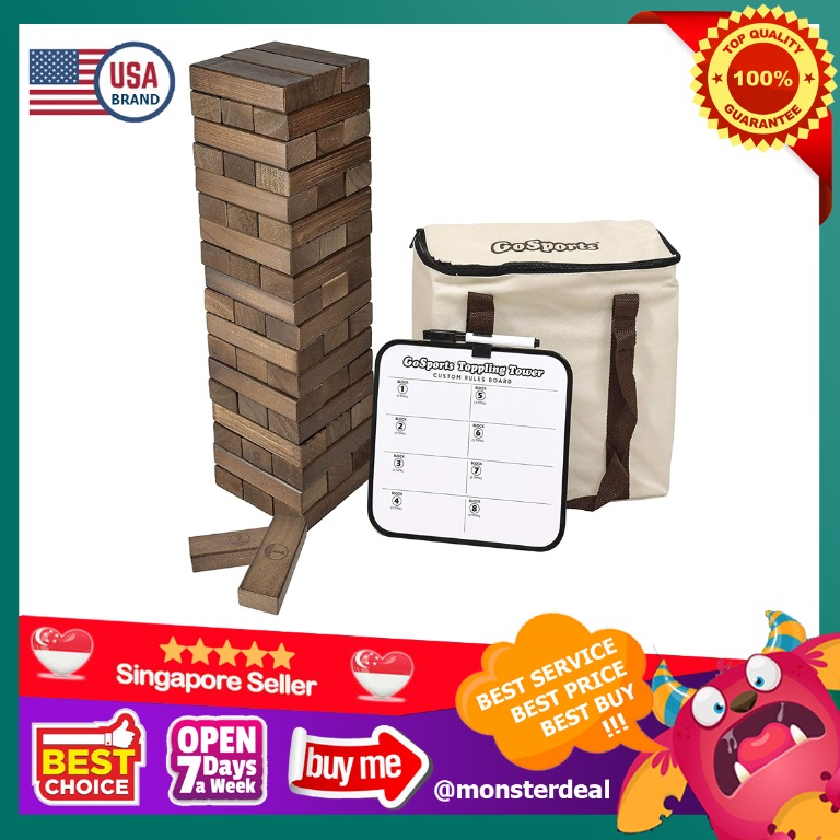 GoSports Large Toppling Tower with Bonus Rules Starts at 1.5' and