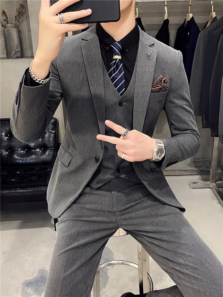 Grey Suit Jacket Vest Shirt Pants Tie Bowtie Hankerchief