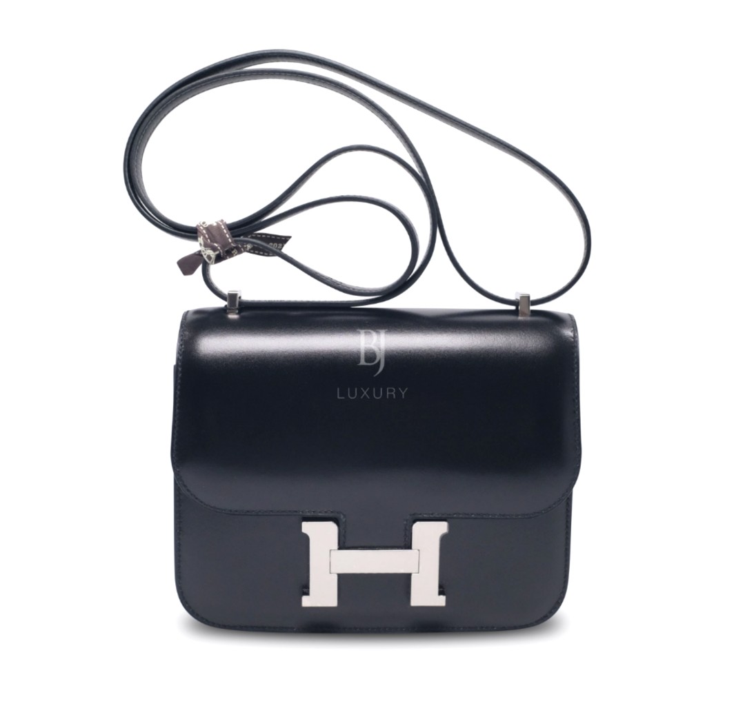 New Hermes 18cm Mini Black Box Calf Constance Shoulder Bag