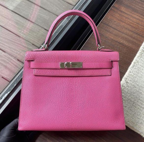 Hermes Kelly 28 Chevre Sellier Fuschia Pink PHW, Luxury, Bags