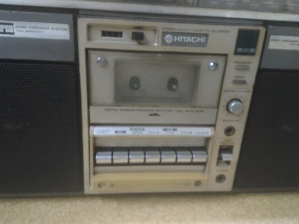 hitachie big boombox (Category: Portable Music Players) located in Quezon City. Submitted by alvicph (Listing ID 1127810090, Image 1). Description: heavily used boombox, no dial indicator, rewind di gumana, mga controls di na stable, cracking sound, may power, tape and radio working, led vu meter dial light working. auxially input tested ok puede sa mp3 at cellphone player, ideally for collectibles, 220V 243 banawe st. cor c3 qc 09338630024, stil