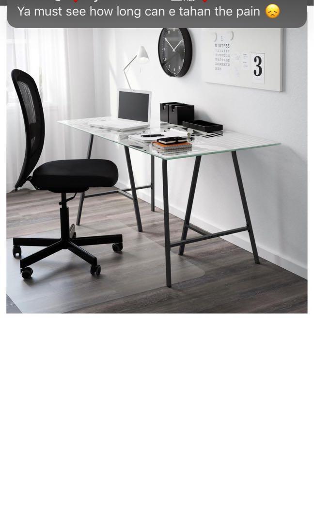 Ikea glass table with detachable legs, Furniture & Home Living