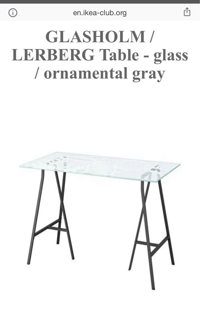 Ikea glass table with detachable legs, Furniture & Home Living