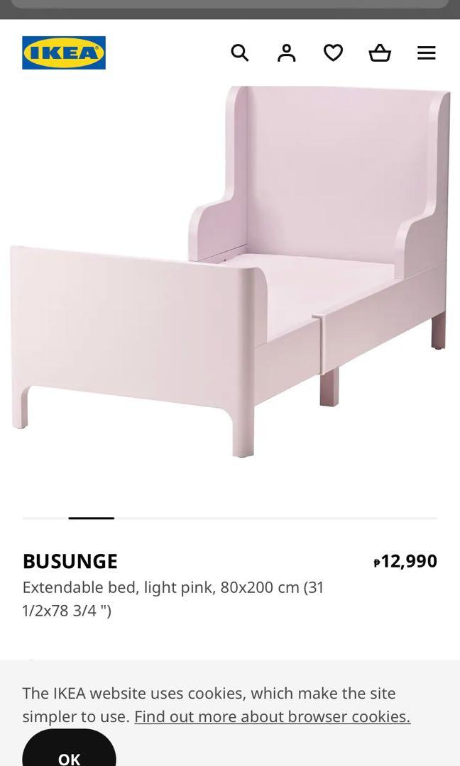 Ikea pink bed frame (busunge) for 7000 and brand new mattress from