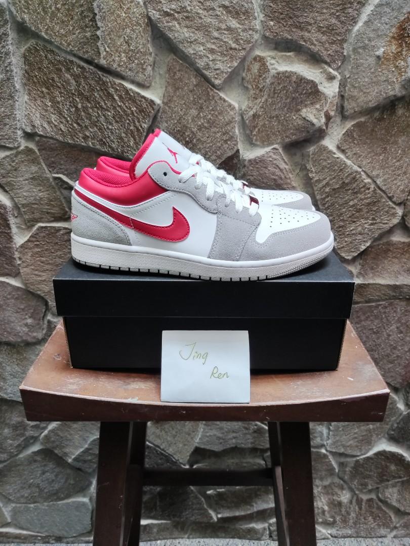 Jordan 1 Low SE Light Smoke Grey Gym Red UK 8 Men s Fashion