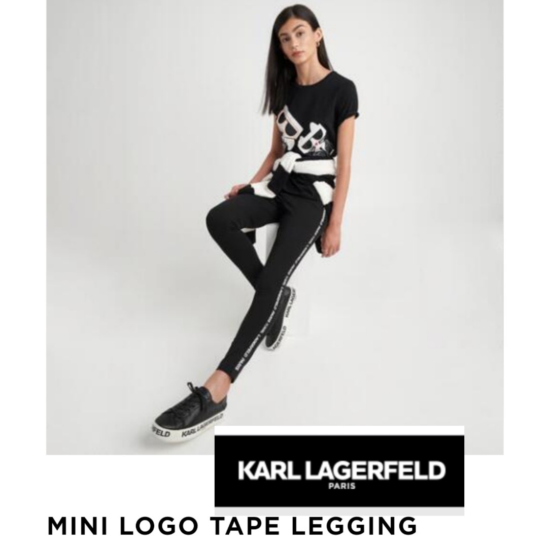 KARL LAGERFELD KIDS - Black Viscose Logo Leggings | Childrensalon Outlet