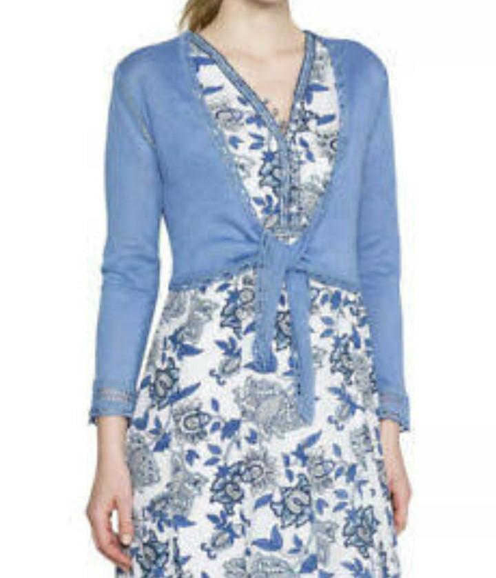 Light Blue Cornflower Blue Ruffled and Sheer Top Shrug